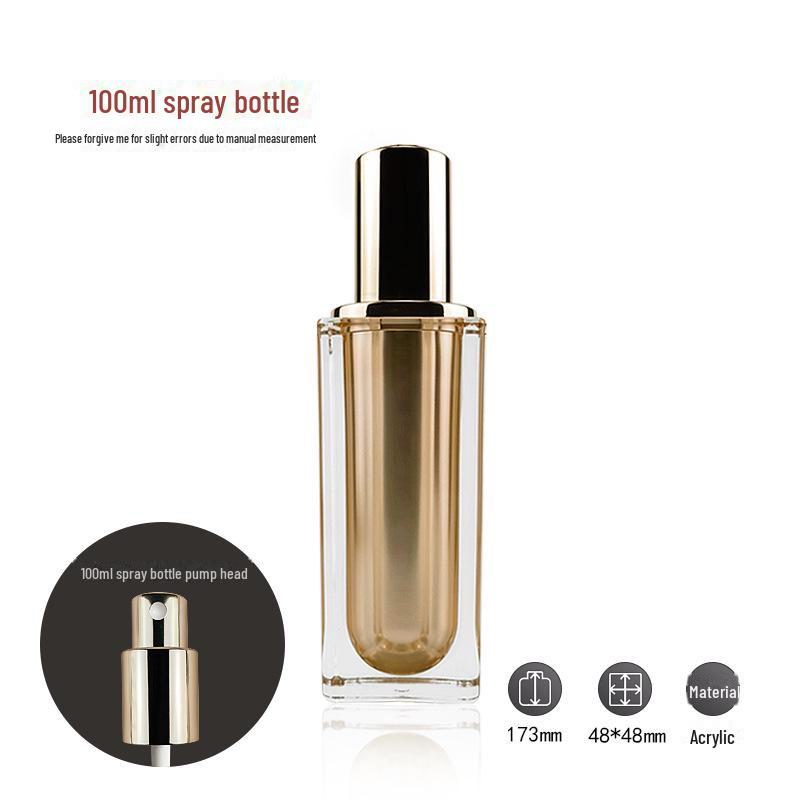 Diamond Square Acrylic Spray Bottle - Gold High-End Cosmetic Container