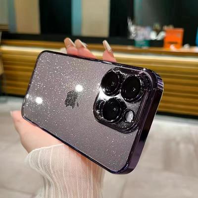 Luxuriöse, galvanisierte Glitzer-Telefonhülle für iPhone 11 12 13 14 15 Pro Max Plus, transparente Stoßstange, stoßfeste Hüllen