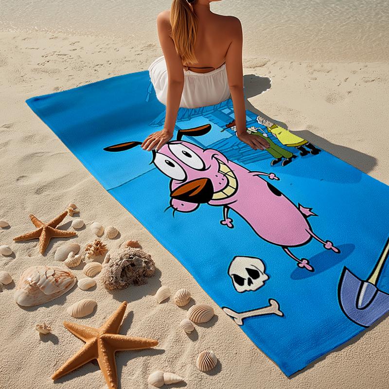 Pink dog In The Garden Beach Towel, Super Soft Microfiber, Gift for Her/Him, Birthday, for Pool, Beach, Travel, Home Decor Fan gifts