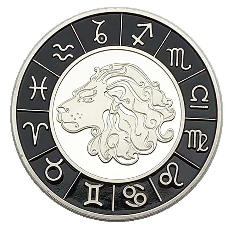 European and American Zodiac Signs, Diamond Encrusted Coins, Silver Plated, Pisces Commemorative Coins, Collectibles, Tarot Love Coins, Coins