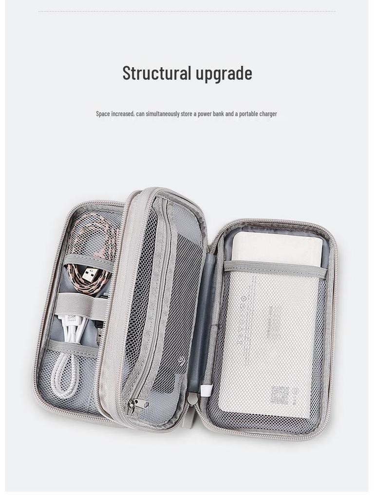 Multifunctional Digital Accessories Organizer Bag: USB Flash Drive, Power Bank, External Hard Drive, Data Cable Storage, Double Layer