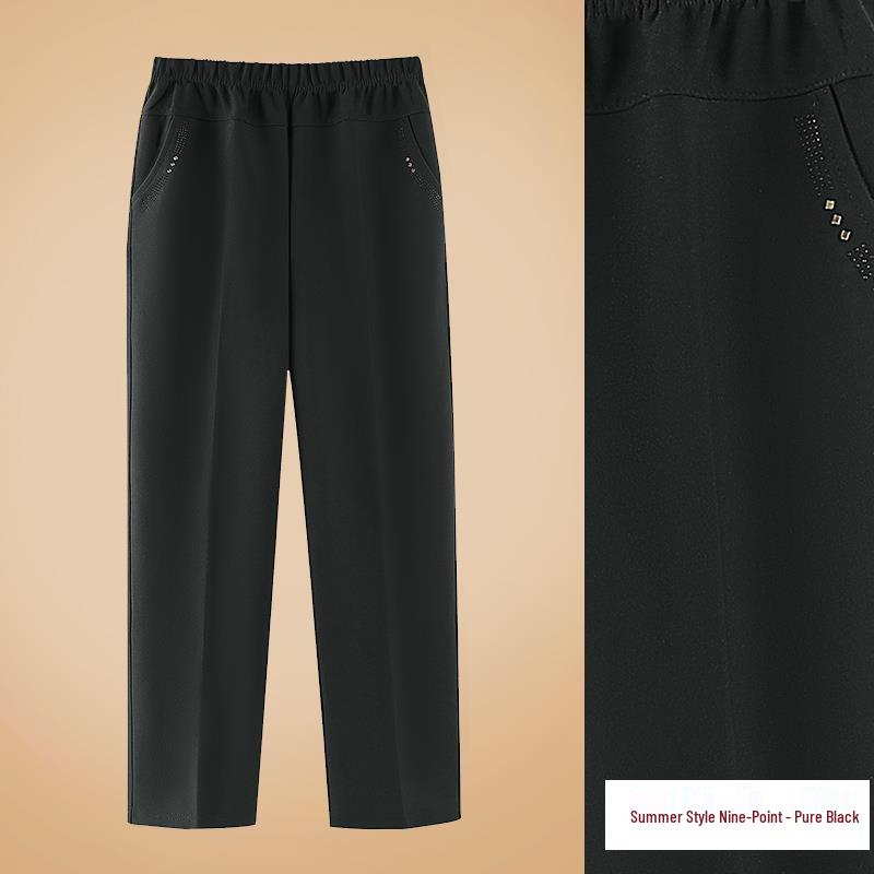 Women's Plus Size Warm Fleece-Lined Straight-Leg Pants for Autumn and Winter