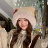 Cute Bear Ears Bow Knitted Lei Feng Hat Children's Winter Big Head Circumference Warm Ear Protective Wool Hat