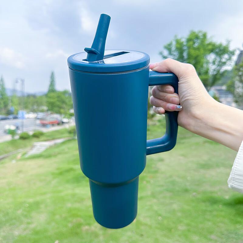 Shangqi Double-Wall Insulated Travel Mug with Handle and Straw