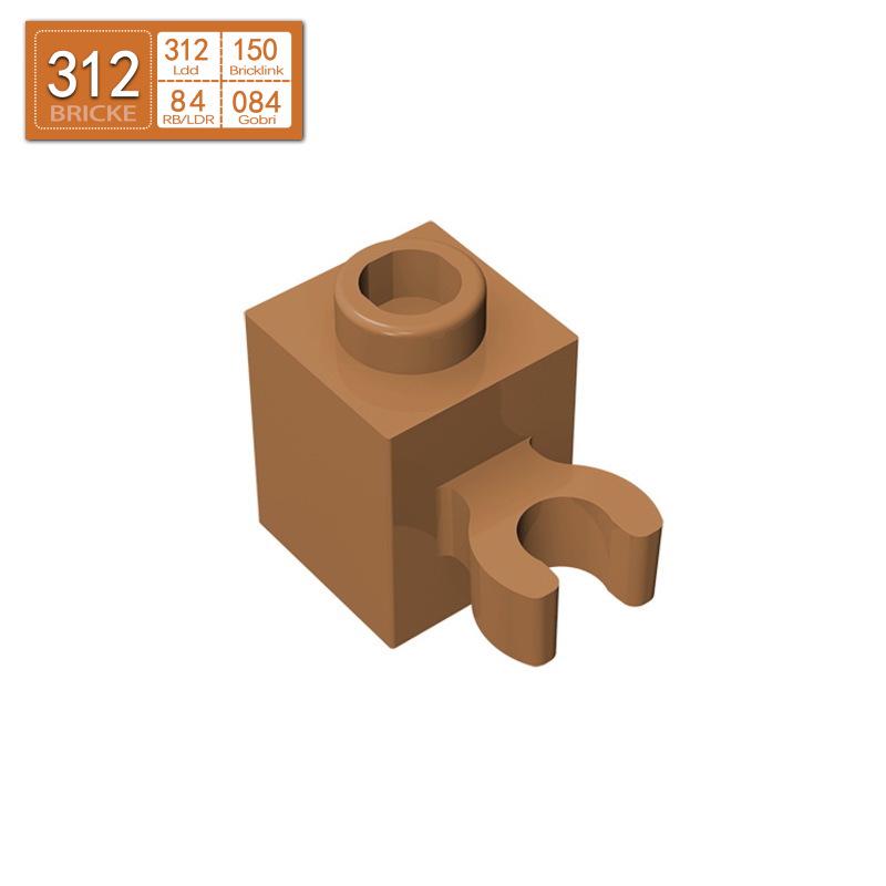 BRICKE 1x1 Brick with Connector Holder, Compatible with Lego 60475 30241 Small Building Blocks