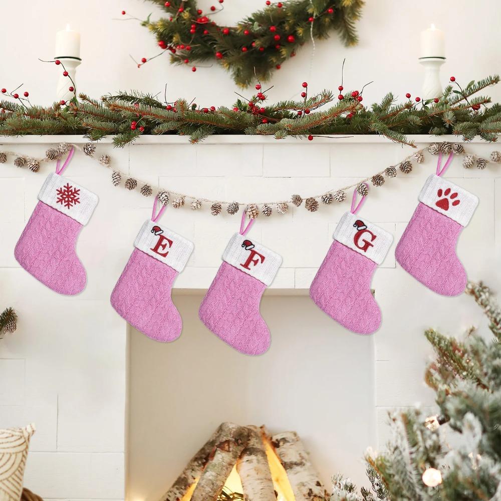 Thickened Christmas Alphabet Knitted Socks Large Capacity Candy Gift Bags  Xmas Gift