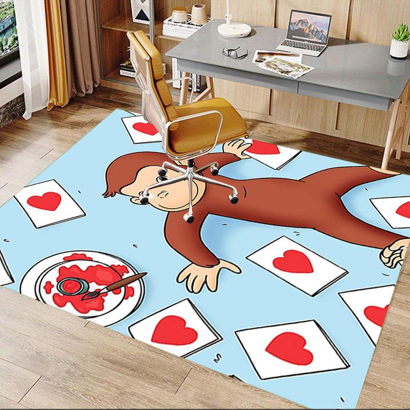 1PC curious george heart Non-Slip Floor carpet, suitable for Office, bedroomand playrooms. It can also be used as a sofa footrest cover-T21