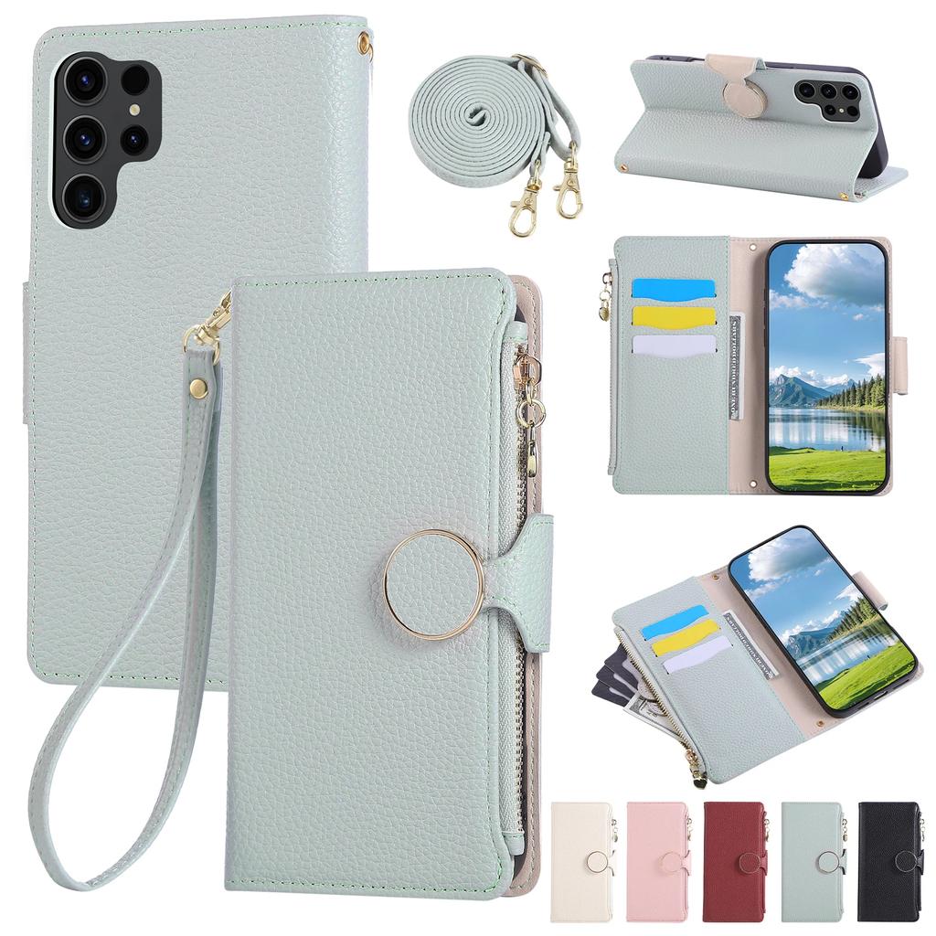 Phone Case for Samsung Galaxy S25 Edge S25 S24 S23 S21 FE S22  S20 Plus Note 20 Ultra Crossbody Cover Leather Lanyard Wallet