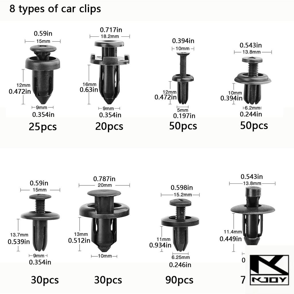 kkjoy 620Pcs Auto Rivet Clips Bumper Door Fender Fasteners suit for most vehicles