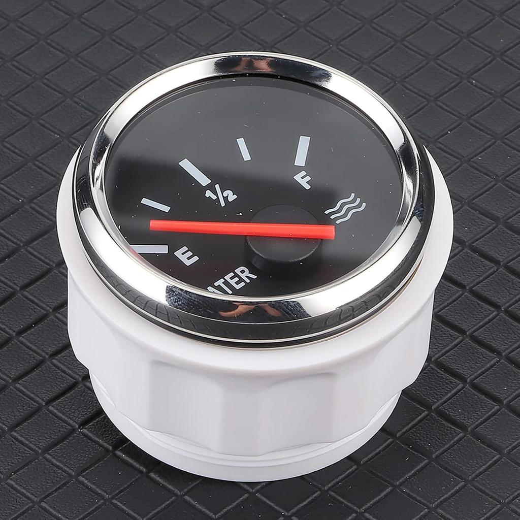 2in Pointer Water Liquid Level Gauge, RV Truck Water Tank Gauge, Universal Liquid Level Measurement for Marine Boat (Silver Black)