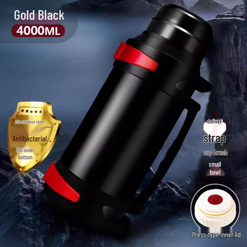 Large 5L Stainless Steel Insulated Thermos for Men - Portable Outdoor Travel Water Bottle