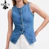 Women's Fashion Casual Summer Spring Solid Color Print Sleeveless O-Neck Blouses & Shirts