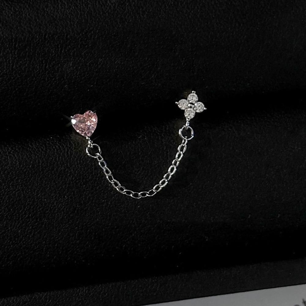 Silver Color Ear Bone Nail Earrings Stainless Steel Cartilage Earrings Chain Earrings  Jewelry Gift