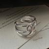 925 Sterling Silver Rings For Women Geometric Fine Jewelry Finger Adjustable Interline Cross Ring For Party Birthday Gift