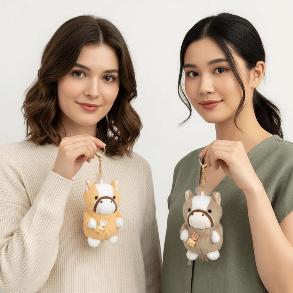 Cute Year of The Horse Plush Toy Lifelike Plush Pony Keychain Festive Decor