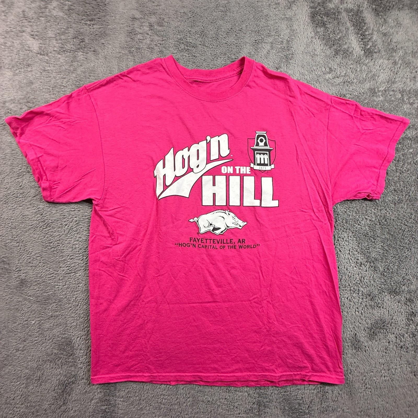 Vintage Hog n on the Hill Fayetteville AR Pink Graphic XL Arkansas Unisex T-Shirt XXXXL