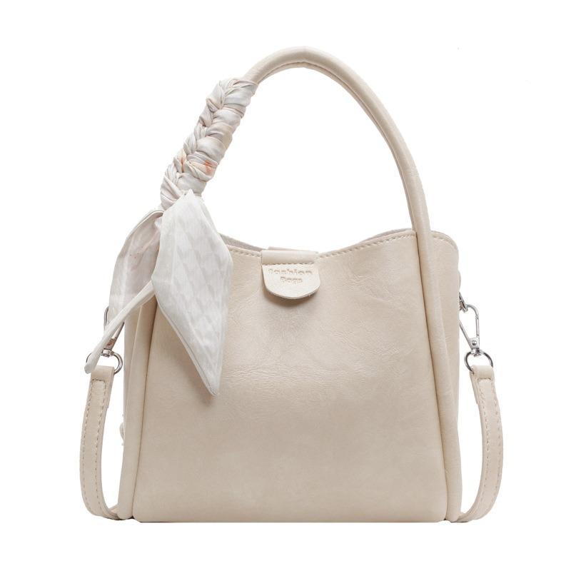 Silk scarf versatile handbag new bucket bag messenger bag women's texture commuting shoulder bag