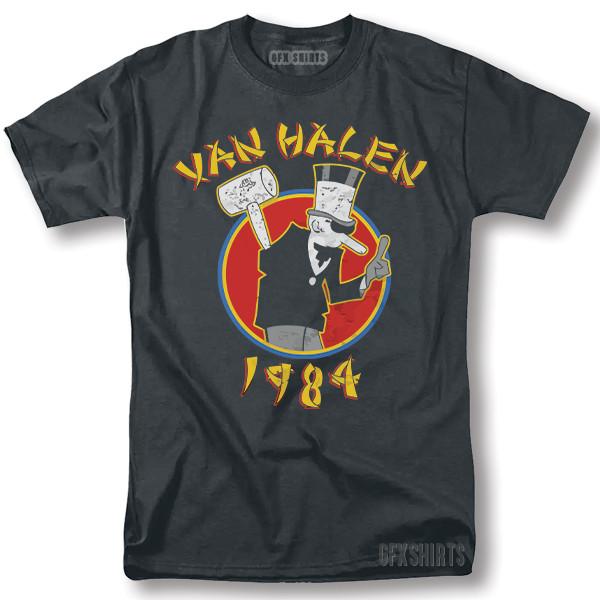 Unisex-Shirt Baumwolle Oversize Große Größe Neues Van Halen Shirt 1984 Rockkonzert-Tour Vintage Design T-Shirt