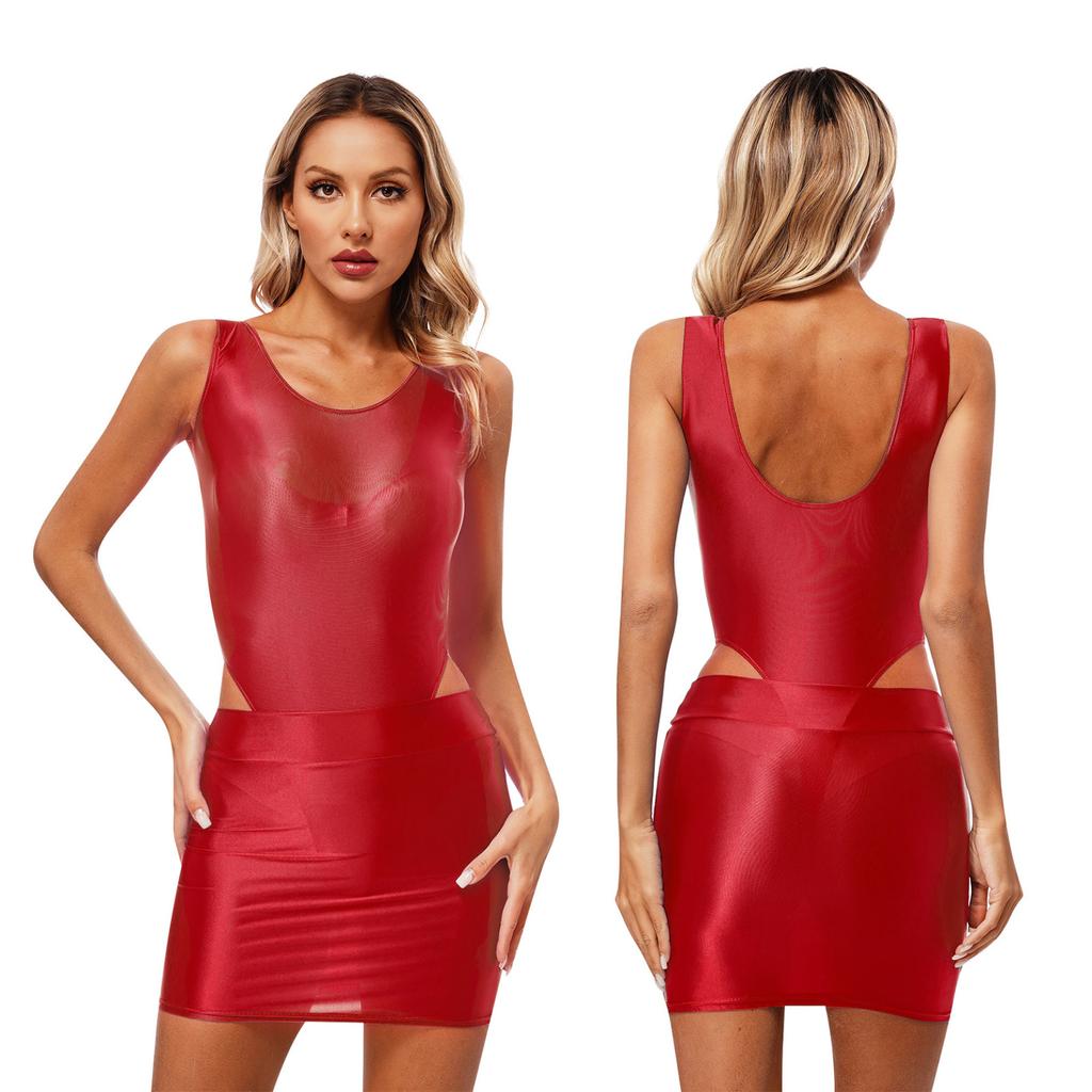 Kvinner Sexy Clubwear Pole Dance Suit Club Performance Costume Ermeløs Body Blyantskjørt Yoga Workout Streetwear