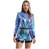Womens Metallic Shiny Astronaut Jumpsuit Waist Belt Front Zipper Boyshorts Bodysuit Dress Up Costume