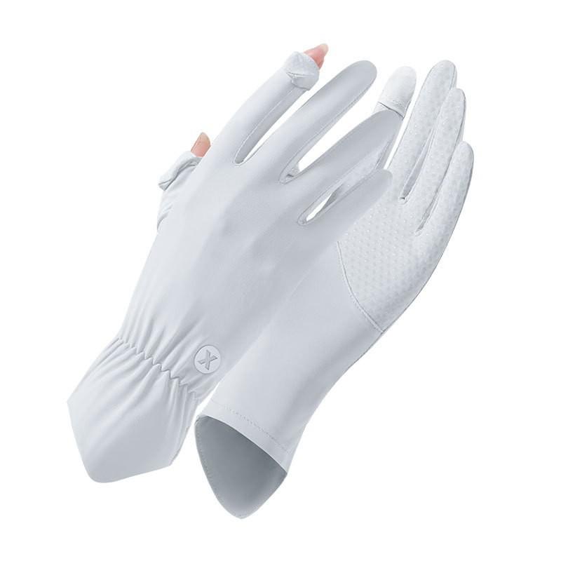 UV Protection Driving Gloves Women Lightweight Ice Silk Long Finger Anti-Slip Touchscreen Compatible Outdoor Cycling
