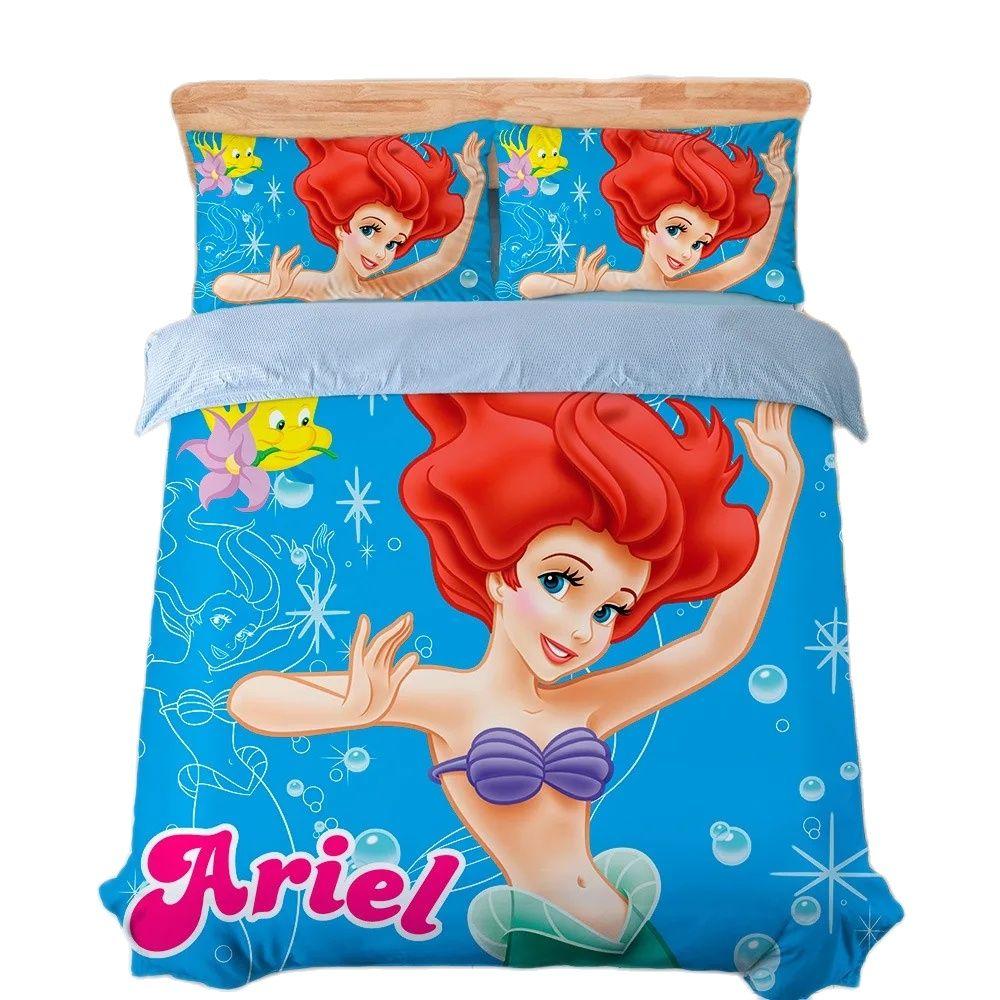 Arielle Bettwäsche Set Cartoon 3D Gedruckt Prinzessin Ariel Bettbezug Kissenbezüge Bettdeckenbezug