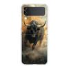 Phone Case For Samsung Galaxy Z Flip 3 4 5 Hard Folding Clear PC Bumper For Samsung Z Flip 6 Back Cover Bull Animal