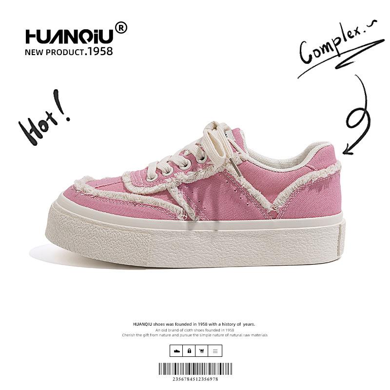 Global ZHQ-HQ007 Milk-colored Canvas Shoes Women's New Summer Breathable Casual Hong Kong Flavor Versatile Popular White Shoes