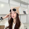 Fashion Cat Ears Knitted Pullover Hat Ladies Autumn and Winter Glasses Wind-proof Cold Fleece Warm Ear Cap