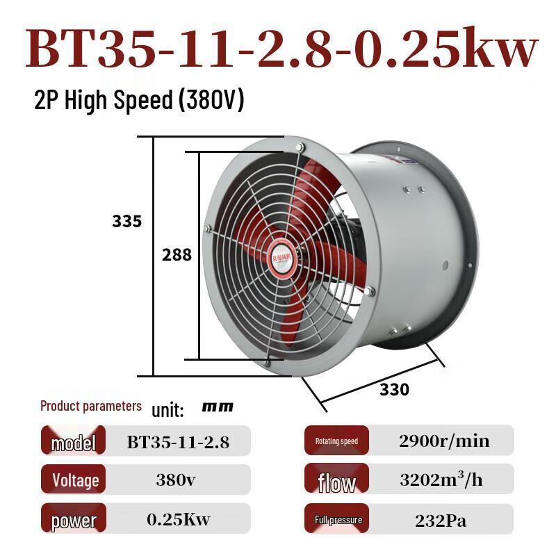 Erboli Industrial Explosion-Proof Axial Flow Fan CN plug (adapter included)