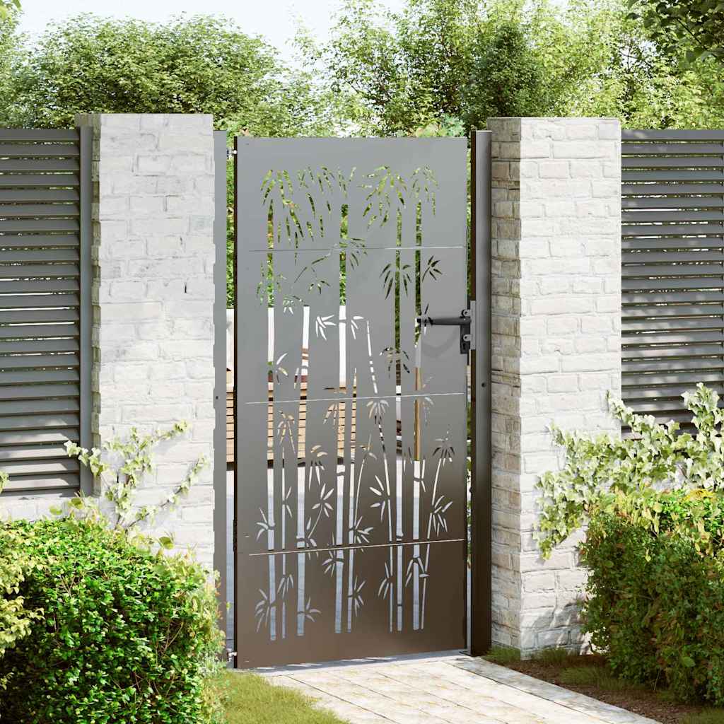 Garden Gate Black 110 X 205 Cm Powder Coated Steel