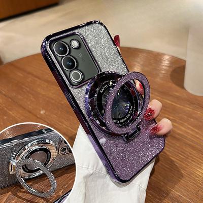 Luxury with Bracket Glitter Case For Vivo Y28 Y200 V21 V21E V23 Y76 Y73 Y53S Y51 Y36 Y35 Y33S Y31 Y22 Y21 Y20 Case Holder Cover