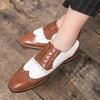 New Luxury Designer Men's Pointed Black With White Patchwork Dress Oxford Shoes Moccasins Wedding Prom Sapato Social Masculino