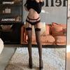 Black/Red Thigh-high Nylon Stockings Cosplay Sexy Erotic Lingerie Garter Belt Long Stockings Lady Ultra-thin Transparent Tights