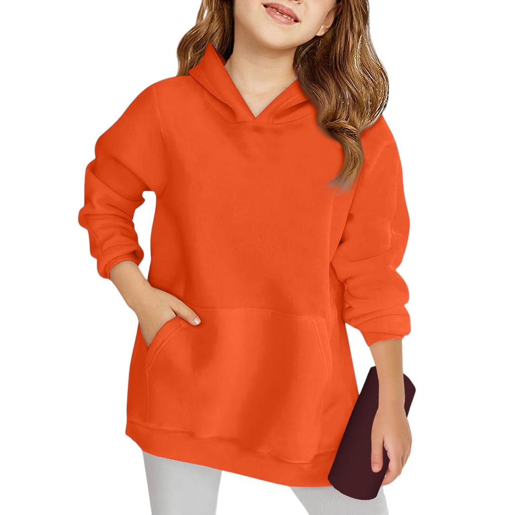 Winter Boy And Girls Solid Color Long Sleeved Hooded Sweatshirt Tops