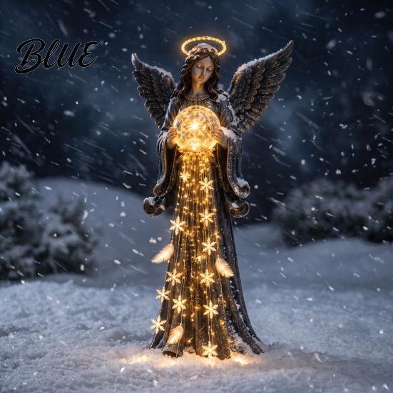 Automatic Charging Yard Decor Solar Angel Remembrance Garden Light LED Blessing Statue with Warm Cascading Outdoor Christmas Ornaments Memorial