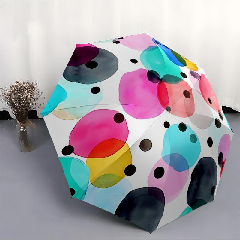 1pc Watercolor Circles Automatic Open/Close Umbrella - Compact Travel Umbrella, Gift for Birthday, Christmas, Anniversar Yy251208192