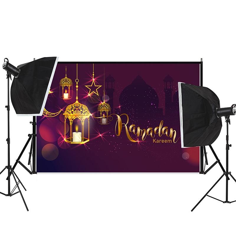 Eid Mubarak Backdrops Mosque Moon Muslim Ramadan Kareem Islamic Festival Portrait Photo Background for Photography Props