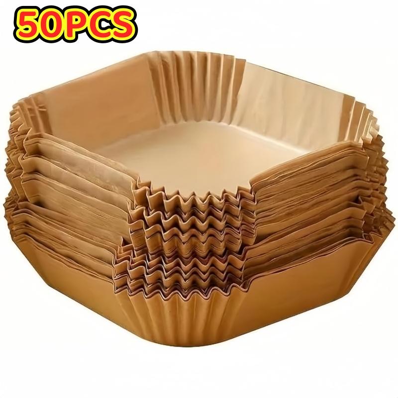 20/50 Stück Heißluftfritteuse Einweg-Papierauskleidungen Quadratische Papierauskleidung Ölbeständig, Wasserdicht, Backpapier zum Backen, Braten, Mikrowelle