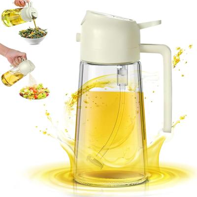 2-i-1 Oljedispenser-OljesprayOljespray för MatlagningLivsmedelsgodkänd 470 ml Glas Oljespray och Dispenser för Matlagningskök