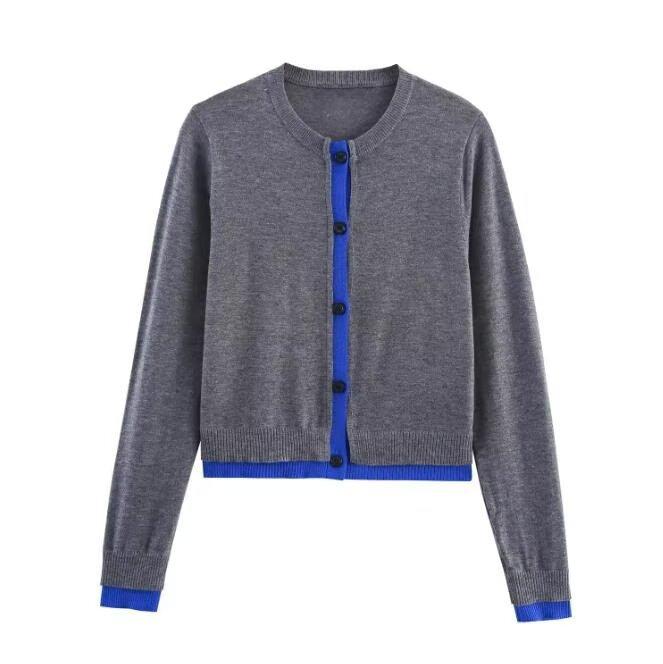 European and American style, new women's clothing, foreign style fashionable splicing knitted jacket 3581/005/802