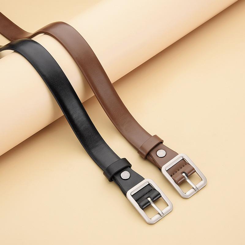 Womens Pu Leather Belt With Square Alloy Buckle For Casual And Office Wear
