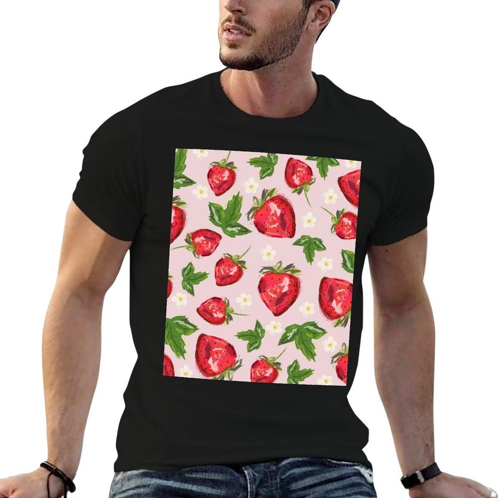 Strawberry Botanical Tshirt Comfortable Basic Crew Neck Tee