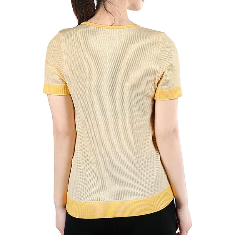 Nike Alphabet Brand Logo Print Round Neck Short Sleeve T-Shirt Women Tops Yellow CV9373-795