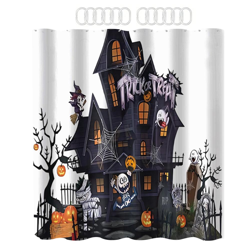

Halloween Bathroom Shower Curtain 71x71 Inch Skeleton In Bathtub Shower Curtain Waterproof with Rugs & Toilet Mat for Home Decor