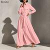 Dames Formeel Casual Omgeslagen Kraag Lange Mouwen Los Lang Shirtjurk
