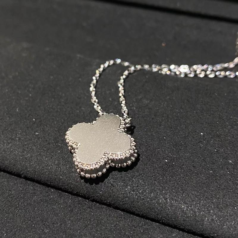 2024 Kersteditie s925 Zilveren Klavertje Vier Ketting in Rosé & Wit Goud voor Dames