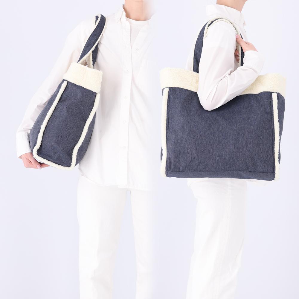Lesportsac Medium Denim Wash/Sherpa Two-Way Tote Bag [1543.La12]