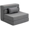 Convertible 1-seater Armchair Folding Armchair Bed, Cushion Included, for Guests, Living Room, Small Space, Load 120 Kg, Grey