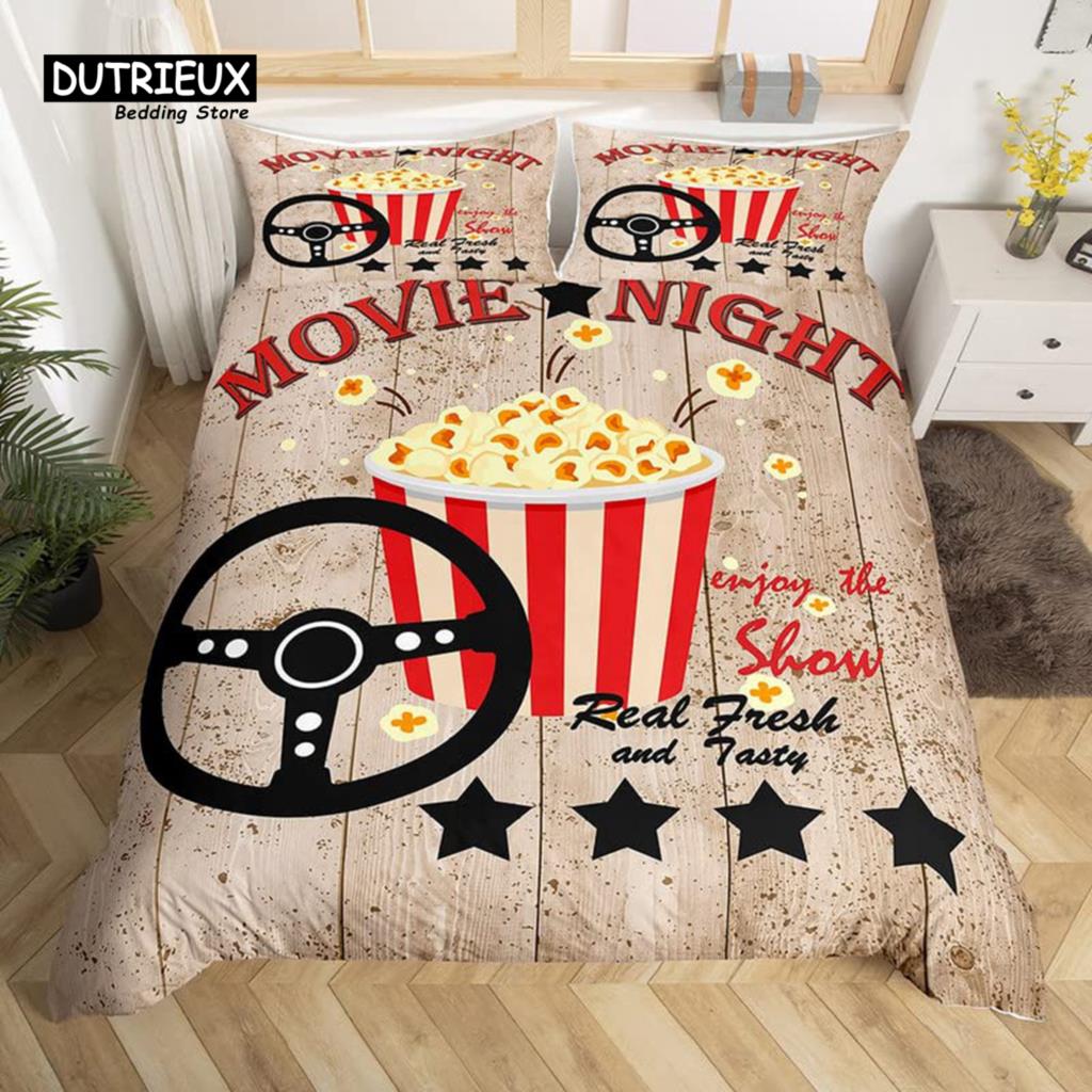 

Покрывало Movie Time Комплект постельного белья Кинотеатр Пододеяльник Микрофибра Попкорн Кинозакуски Покрывало EU single(135x200cm)